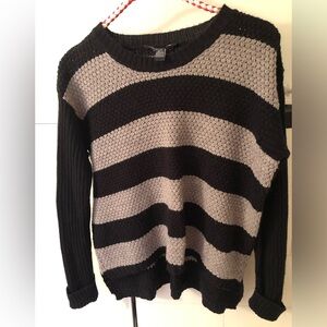 Bluenotes Black and Gray Striped Sweater